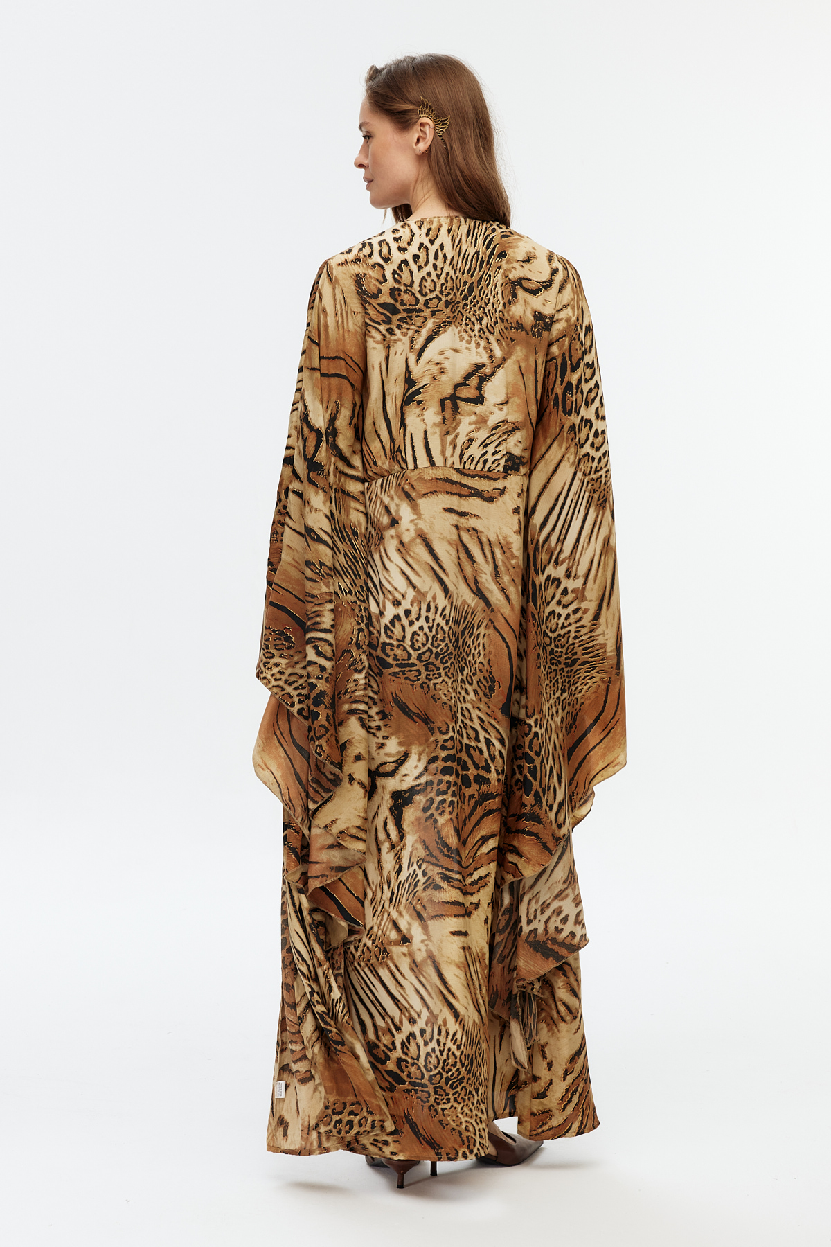 Sahara leopar desenli uzun kaftan 6