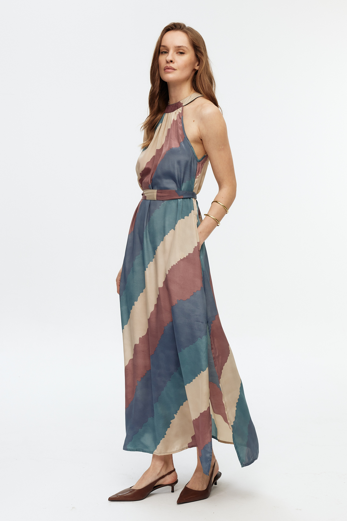 Halter yaka maxi elbise 2