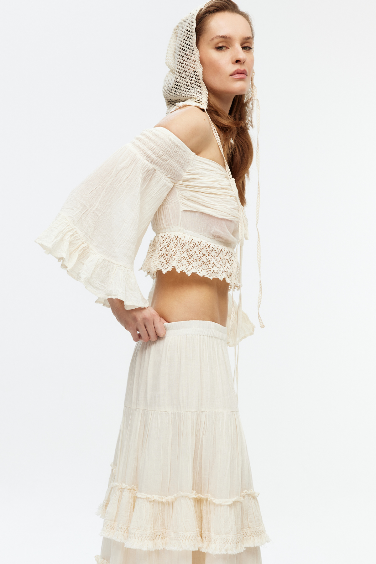 Ekru cotton vintage crop top 3