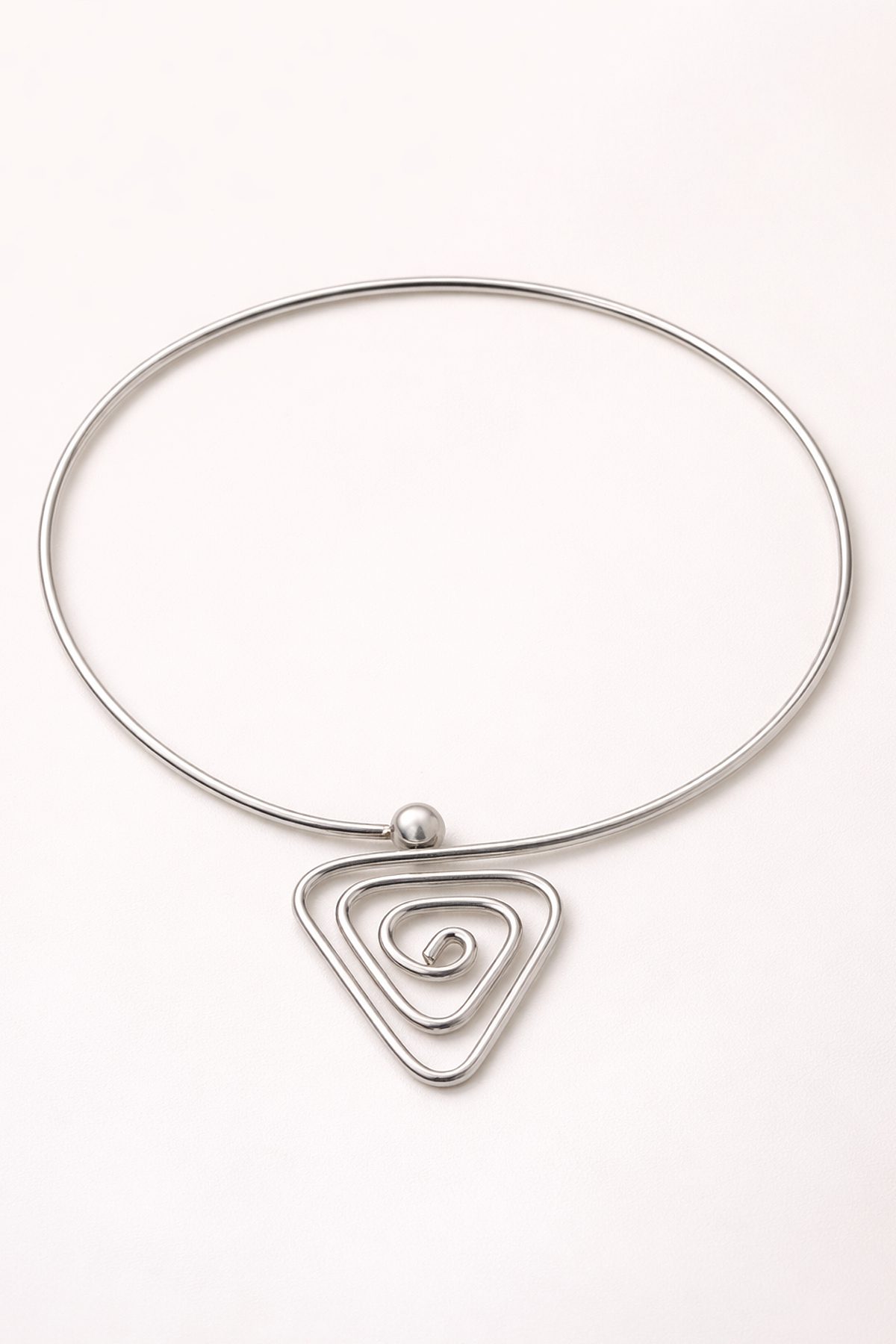 Geometrik silver spiral kolye