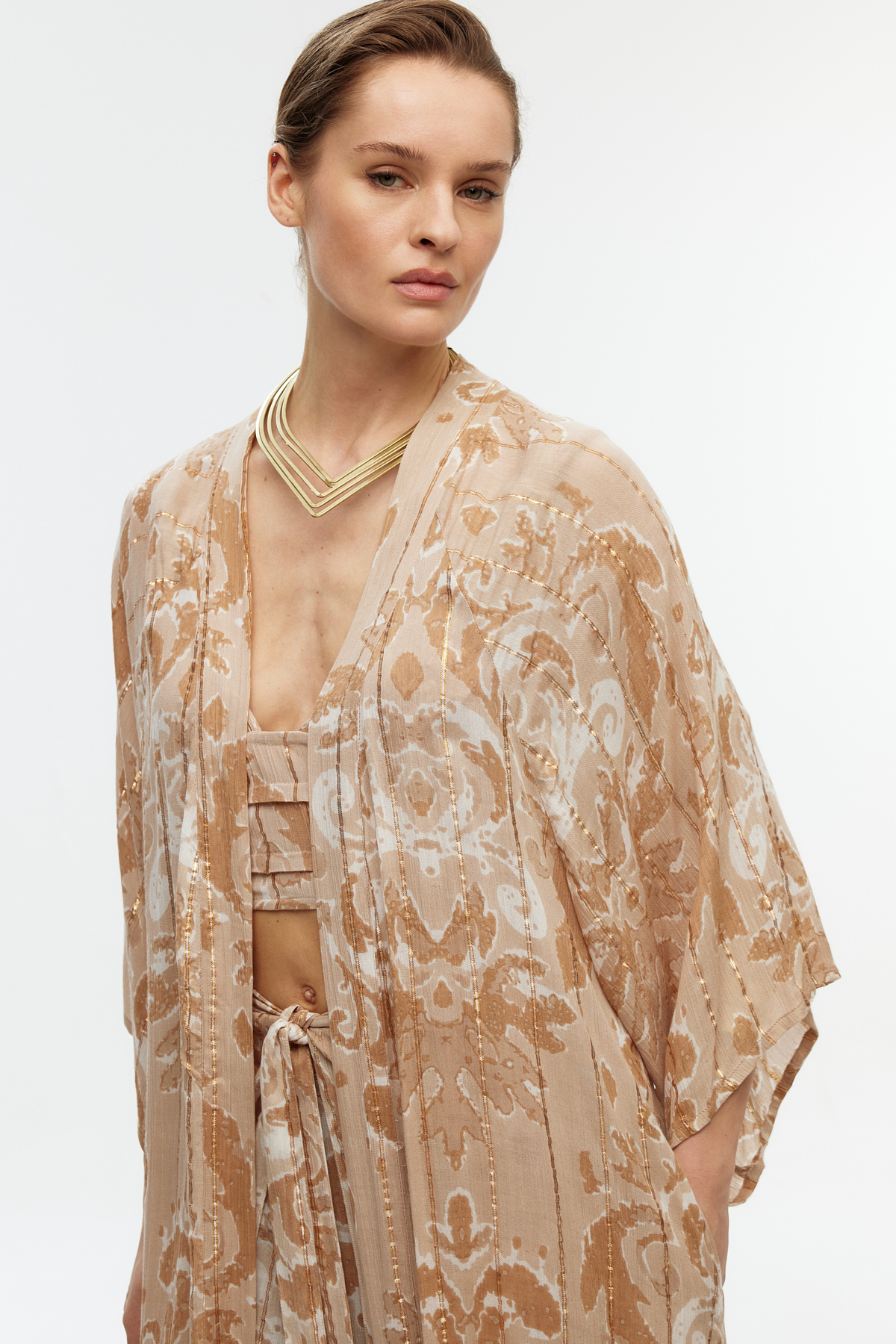 Bohem desenli uzun kimono 2