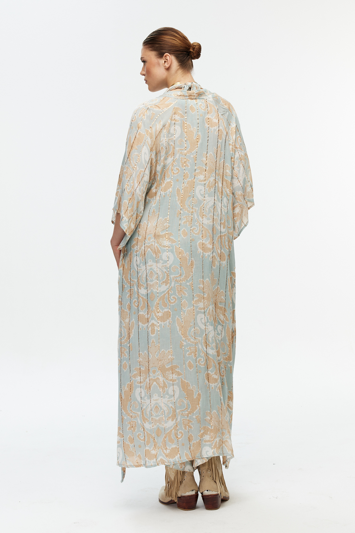 Bohem desenli uzun kimono 9
