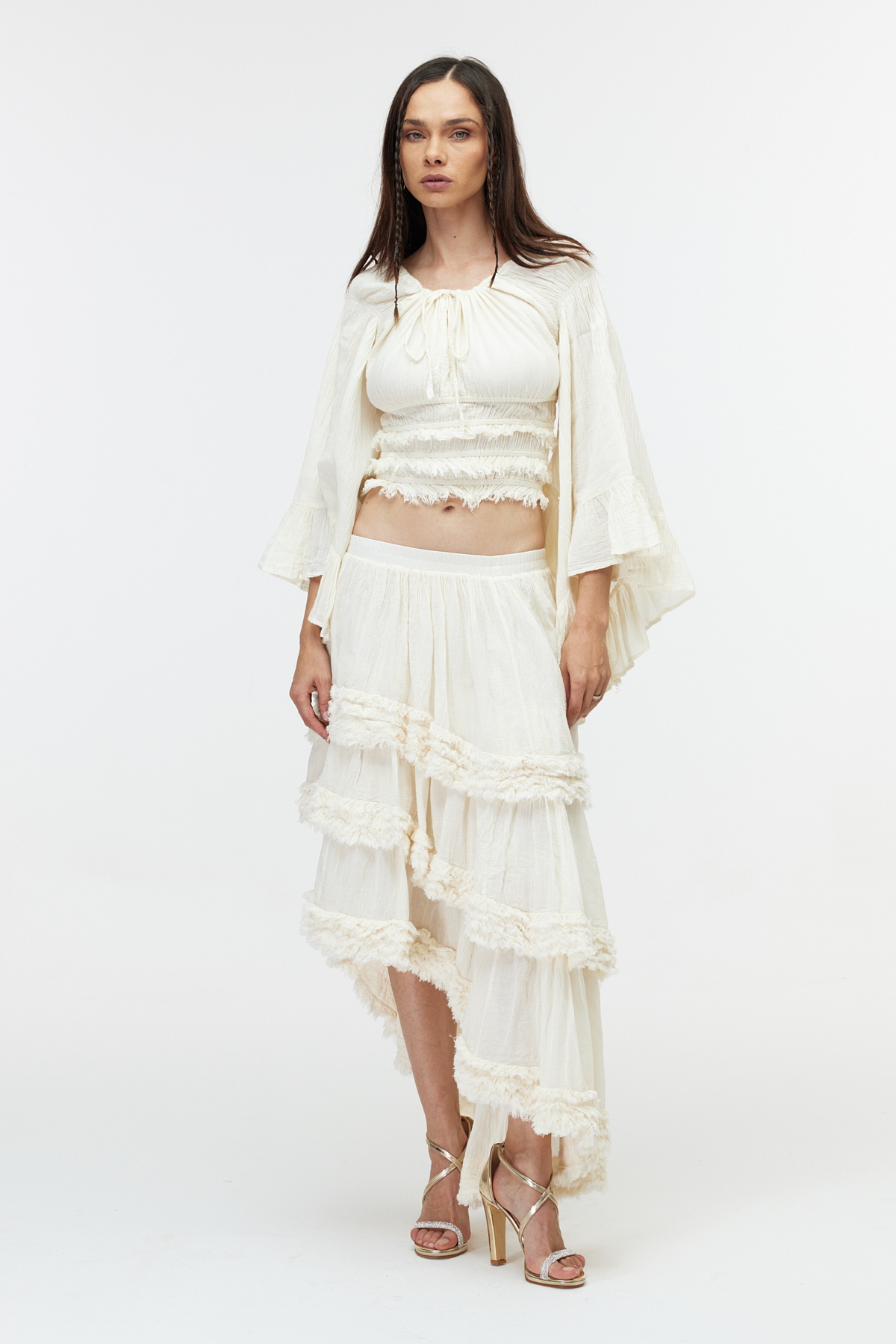 Ekru ruffle cotton bolero 2