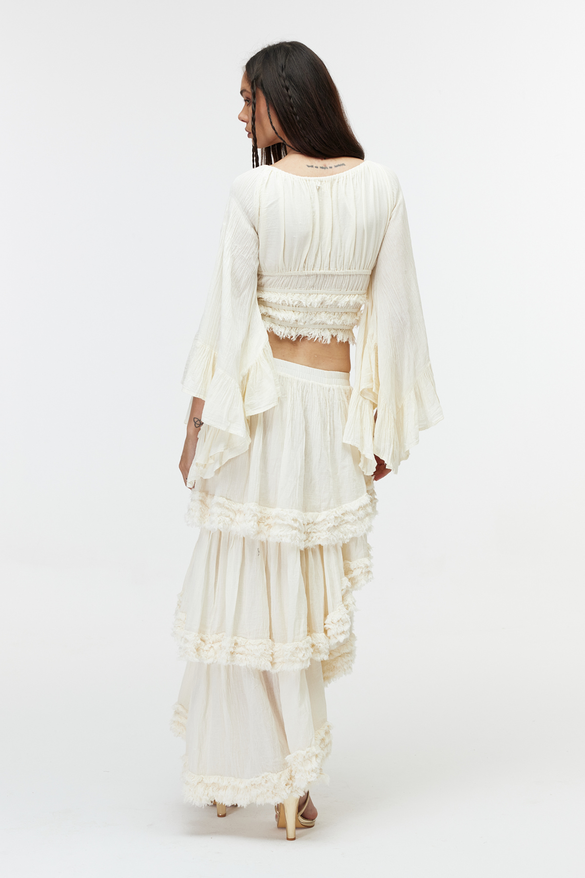 Ekru ruffle cotton bolero 5