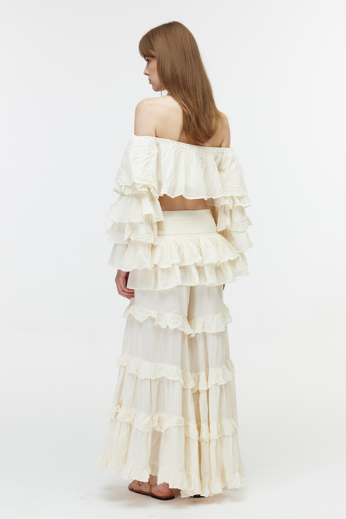 Ekru volanlı cotton bolero 5