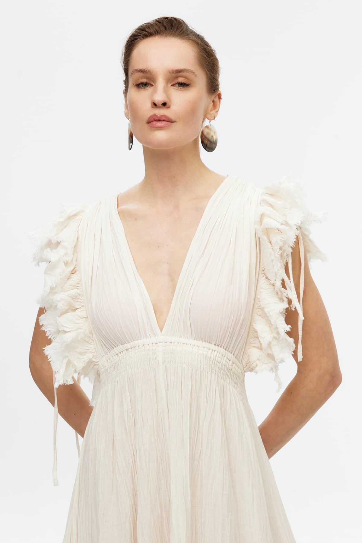 Ekru cotton elbise 4
