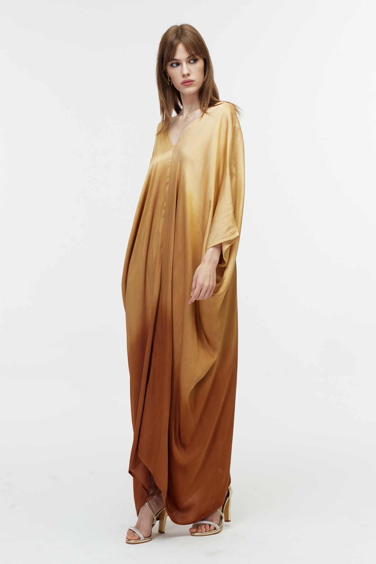 V yaka oversize thaidye bohem elbise 2