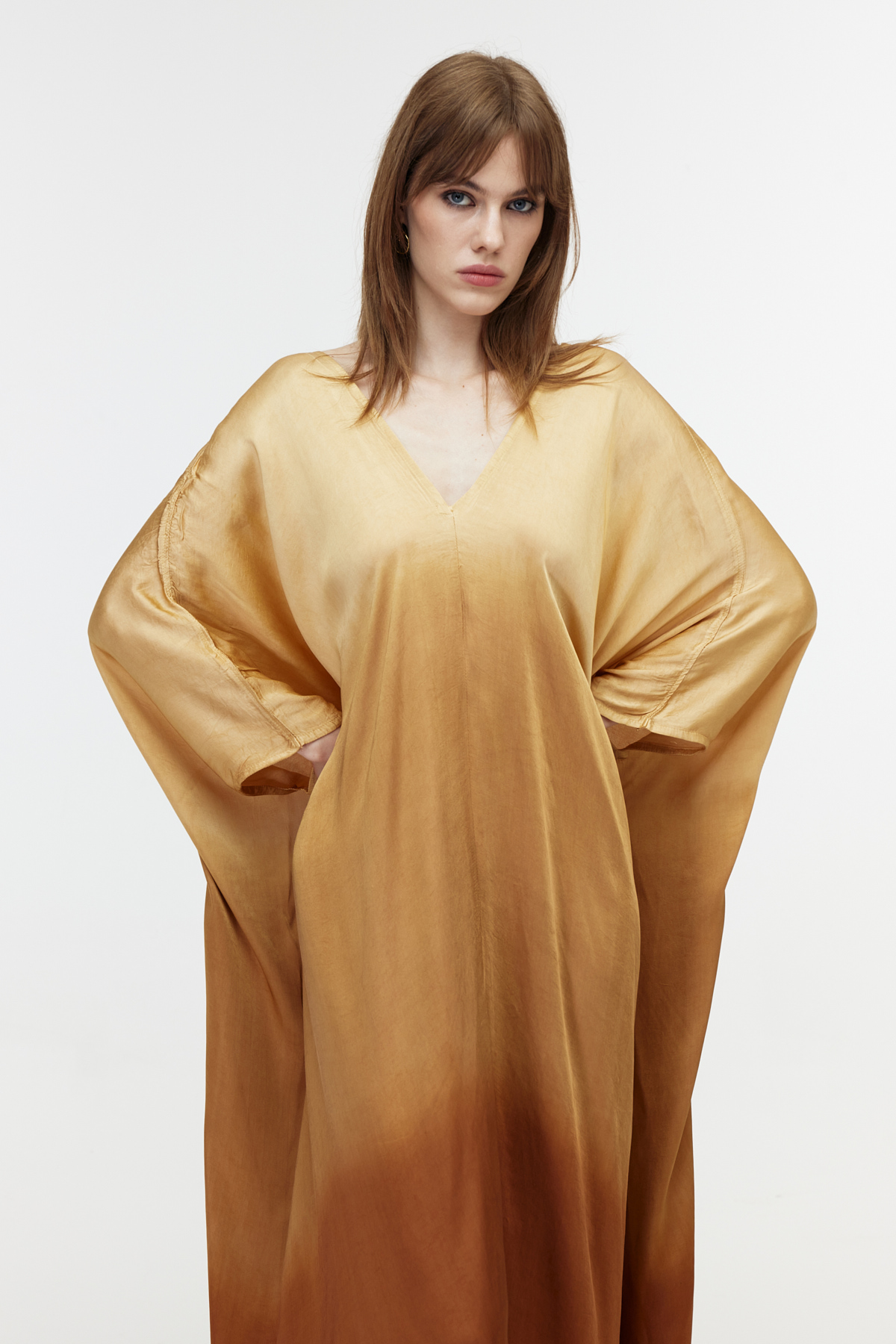 V yaka oversize thaidye bohem elbise 3