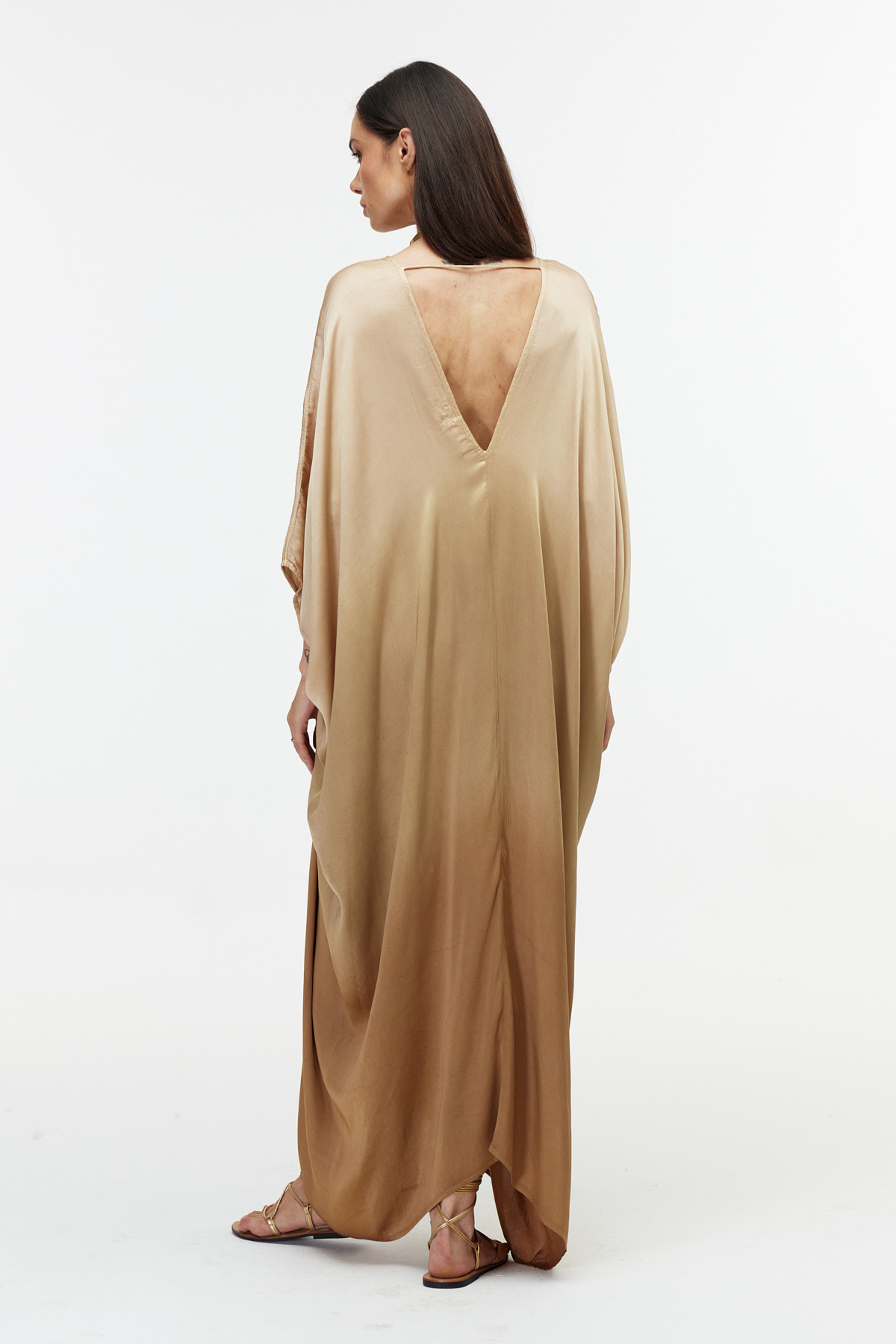 V yaka oversize thaidye bohem elbise 4
